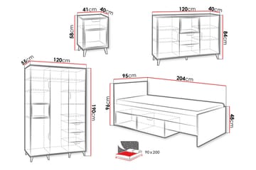 Sayuki Møbelsett Til Soverom - Hvit/Grå - Møbler - Senger - Møbelsett til soverom
