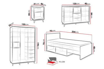 Sayuki Møbelsett Til Soverom - Hvit/Grå - Møbler - Senger - Møbelsett til soverom