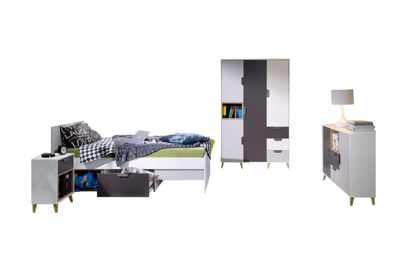 Sayuki Møbelsett Til Soverom - Hvit/Grå - Møbler - Senger - Møbelsett til soverom