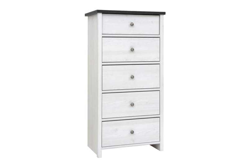 Soveromssett Escala 93x37 cm - Hvit Høyglans/Eik - Møbelsett til soverom