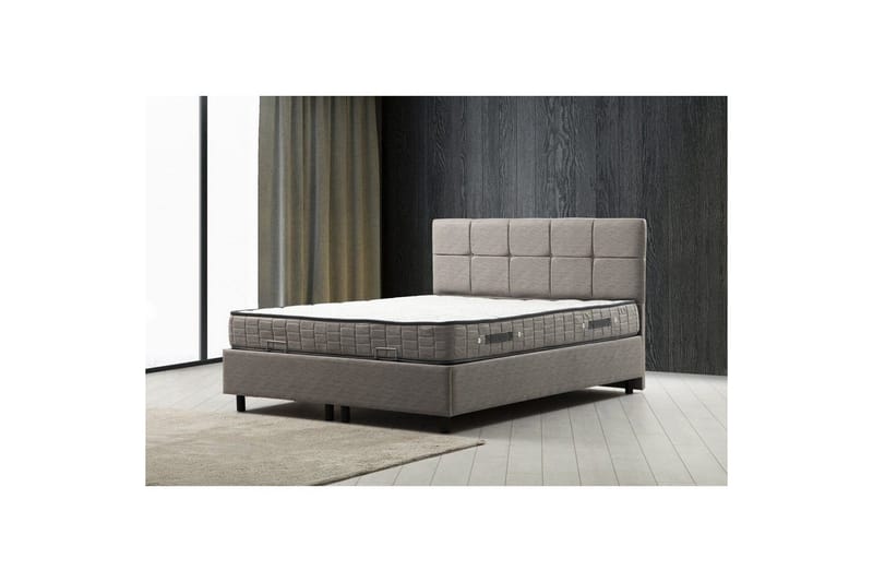 Madrass, Underdel og Hodegjerde Sudalmuni Sett Lysegrå - 90 x 114 x 190 cm - Møbler - Senger - Sengeramme & sengestamme