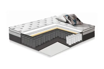 Fjermadrass Harmony Top Pocket 160x200xh33 cm - Hvit/Grå - Møbler - Senger - Madrasser - Overmadrass