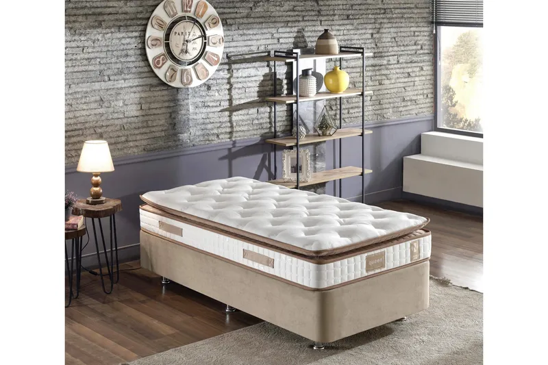 Springfjærmadrass 120x200 cm, Hvit/Brun