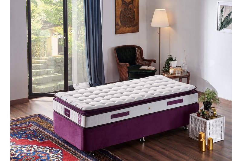 Springfjærmadrass 120x200 cm - Hvit/Lila - Møbler - Senger - Madrasser - Springfjærmadrass & rammemadras