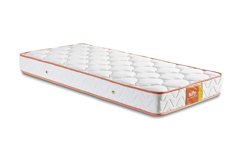 Springfjærmadrass 120x200 cm, Hvit/Orange