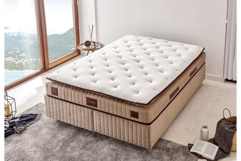 Springfjærmadrass 140x190 cm - Hvit/Brun - Møbler - Senger - Madrasser - Springfjærmadrass & rammemadras