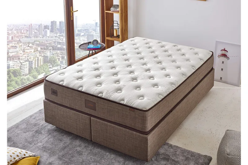 Springfjærmadrass 140x200 cm, Hvit/Beige