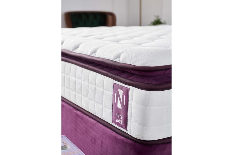 Springfjærmadrass 150x200 cm - Hvit/Lila - Møbler - Senger - Madrasser - Springfjærmadrass & rammemadras