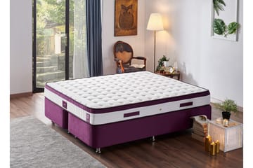 Springfjærmadrass 150x200 cm - Hvit/Lila - Møbler - Senger - Madrasser - Springfjærmadrass & rammemadras