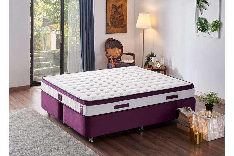 Springfjærmadrass 160x200 cm - Hvit/Lila - Møbler - Senger - Madrasser - Springfjærmadrass & rammemadras