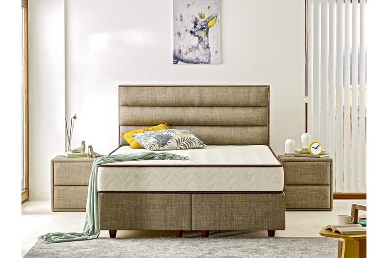 Springfjærmadrass 180x200 cm - Hvit/Brun - Møbler - Senger - Madrasser - Springfjærmadrass & rammemadras