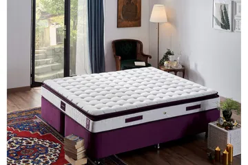 Springfjærmadrass 180x200 cm - Hvit/Lila - Møbler - Senger - Madrasser - Springfjærmadrass & rammemadras