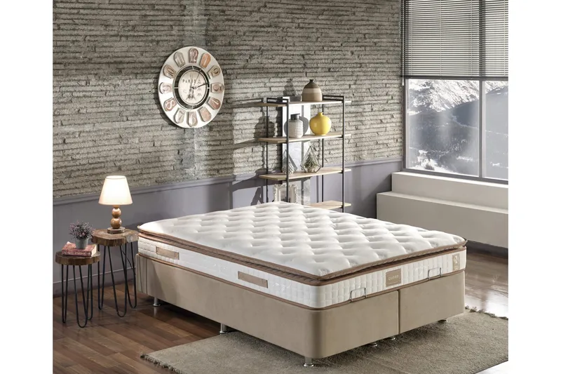 Springfjærmadrass 200x200 cm, Hvit/Brun