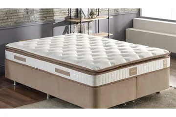 Springfjærmadrass 200x200 cm - Hvit/Brun - Møbler - Senger - Madrasser - Springfjærmadrass & rammemadras