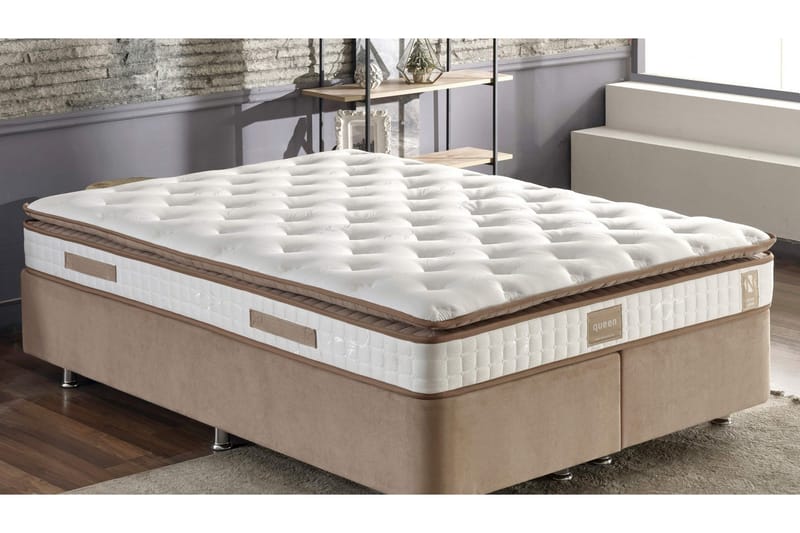 Springfjærmadrass 200x200 cm - Hvit/Brun - Møbler - Senger - Madrasser - Springfjærmadrass & rammemadras