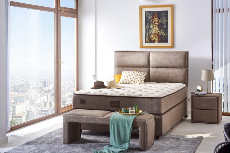 Springfjærmadrass 90x190 cm - Hvit/Beige - Møbler - Senger - Madrasser - Springfjærmadrass & rammemadras