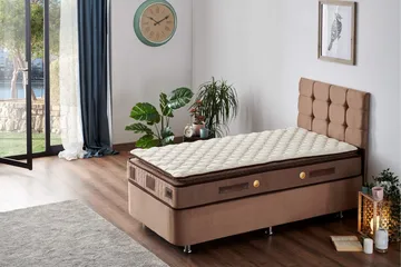 Springfjærmadrass 90x200 cm - Hvit/Brun - Møbler - Senger - Madrasser - Springfjærmadrass & rammemadras