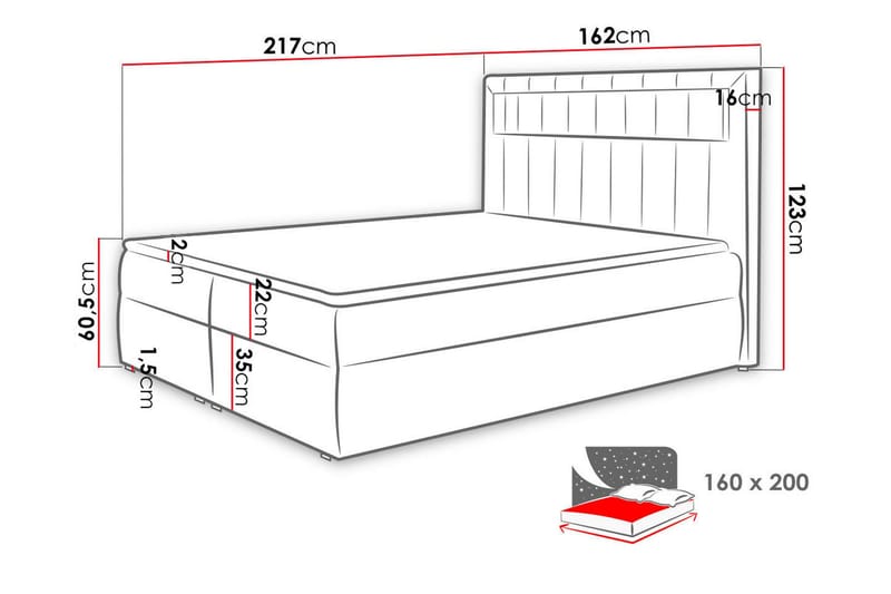 Masone Sengpakke Kontinentalseng 160x200 cm - Rød - Møbler - Senger - Kontinentalsenger
