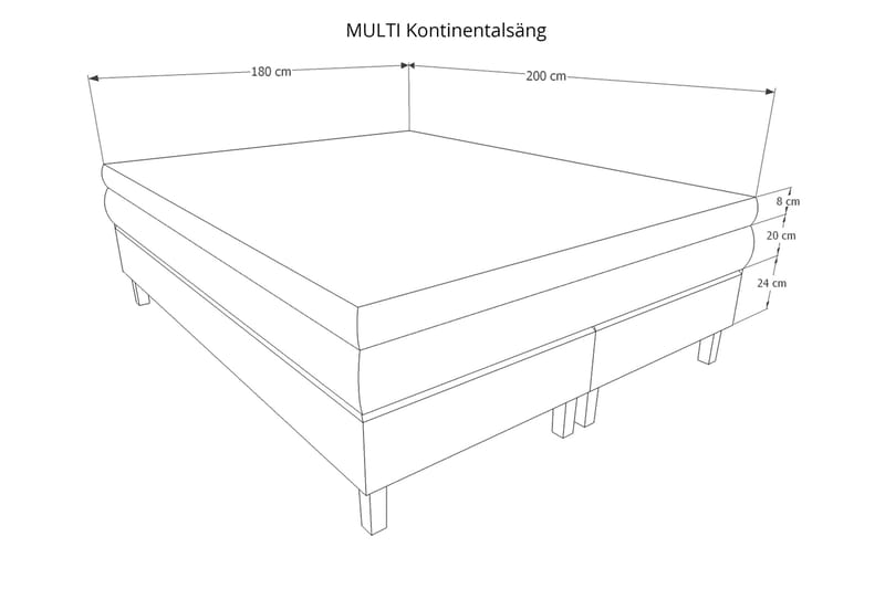 Mei Kontinentalseng 180x200 - Lysegrå - Møbler - Senger - Kontinentalsenger