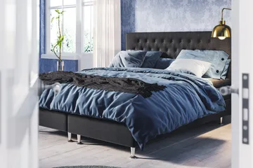 Meja Komplett Sengpakke 160x200 cm Dobbeltseng med Sengegavl - Svart - Møbler - Senger - Kontinentalsenger