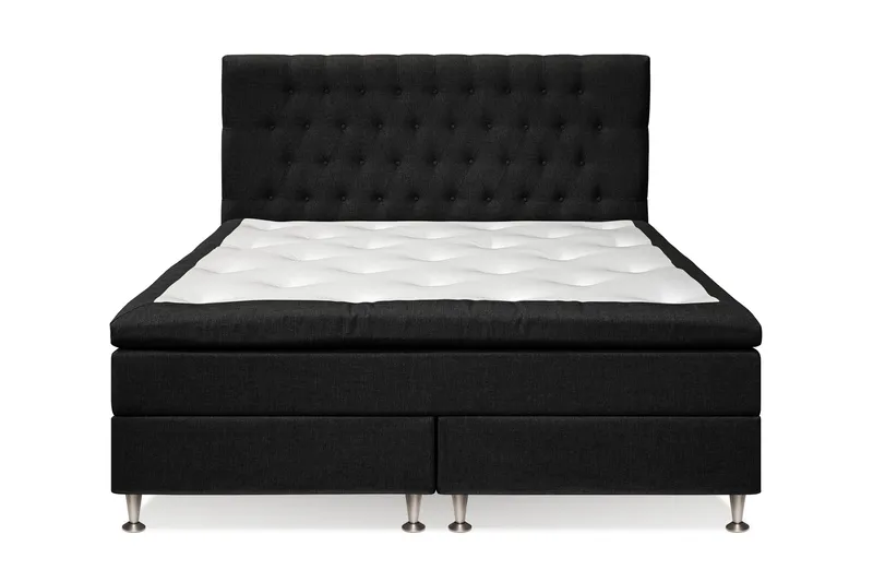 Meja Sengepakke – Kontinentalseng 180x200 cm med Sengegavl + Overmadrass med Fasthetsgrad Fast, Svart