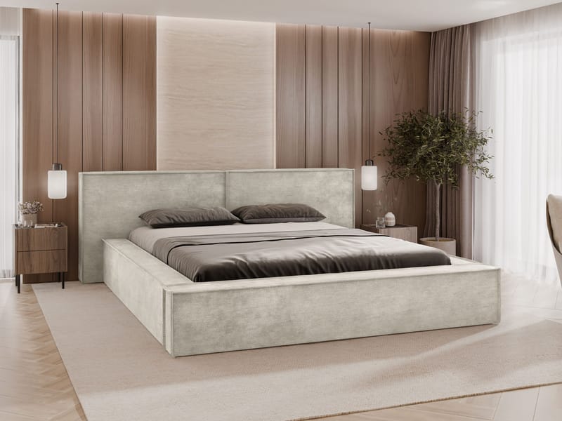 Melor sengeramme 160x200 cm - lys beige - Møbler - Senger - Senger med oppbevaring