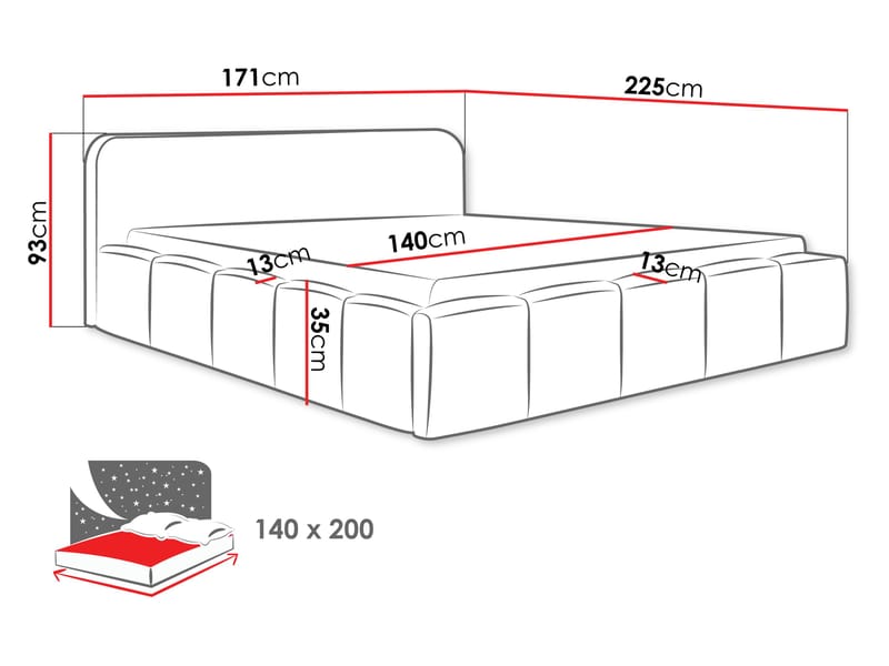 Merik sengeramme 140x200 cm - lysegrå - Møbler - Senger - Senger med oppbevaring