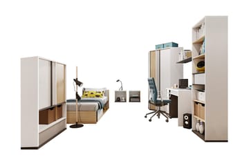 Metropolitan Møbelsett For Soverom - Brun/Hvit/Lysegrå/Sort - Møbler - Senger - Møbelsett til soverom