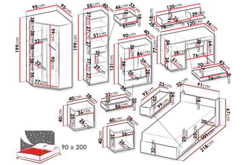 Metropolitan Møbelsett For Soverom - Brun/Hvit/Lysegrå/Sort - Møbler - Senger - Møbelsett til soverom