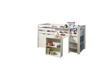 Middelseng med skrivebord, bokhylle, skap med 2 dører og hylle Pino - Møbler - Barnemøbler - Barnemøbelsett