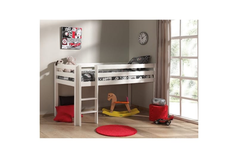 Middelseng med skrivebord, bokhylle og skap med 4 dører med hylle Pino - Møbler - Barnemøbler - Barnemøbelsett