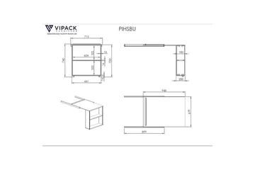 Middelseng med skrivebord, skap med 4 dører, hylle og skap med 2 dører Pino - Møbler - Barnemøbler - Barnemøbelsett