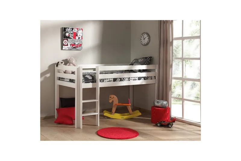 Middelseng med skrivebord, skap med 4 dører, hylle og skap med 2 dører Pino - Møbler - Barnemøbler - Barnemøbelsett