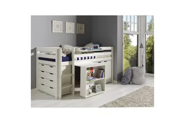 Middelseng med skrivebord, skap med 4 dører, hylle og skap med 2 dører Pino - Møbler - Barnemøbler - Barnemøbelsett