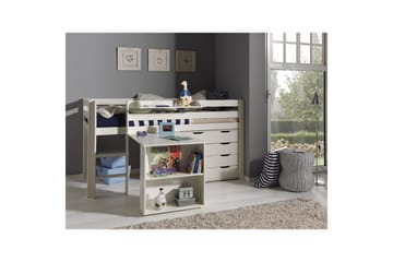 Middelseng med skrivebord og skap med 4 dører med hylle Pino - Møbler - Senger - Møbelsett til soverom