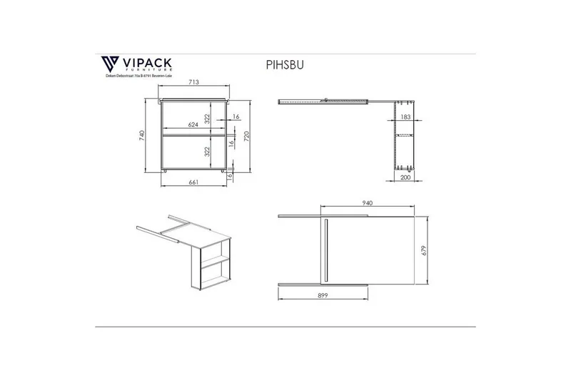Middelseng med skrivebords kommode Pino - Møbler - Senger - Møbelsett til soverom