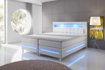 Modena Lyx Sengepakke 140x200 LED-belysning - Hvit - Møbler - Senger - Kontinentalsenger