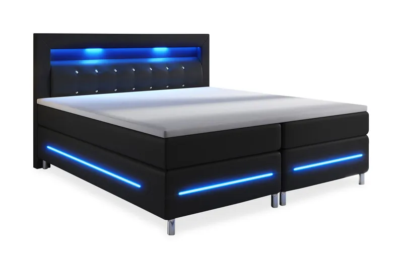 Modena Lyx Sengepakke 160x200 LED-belysning, Svart