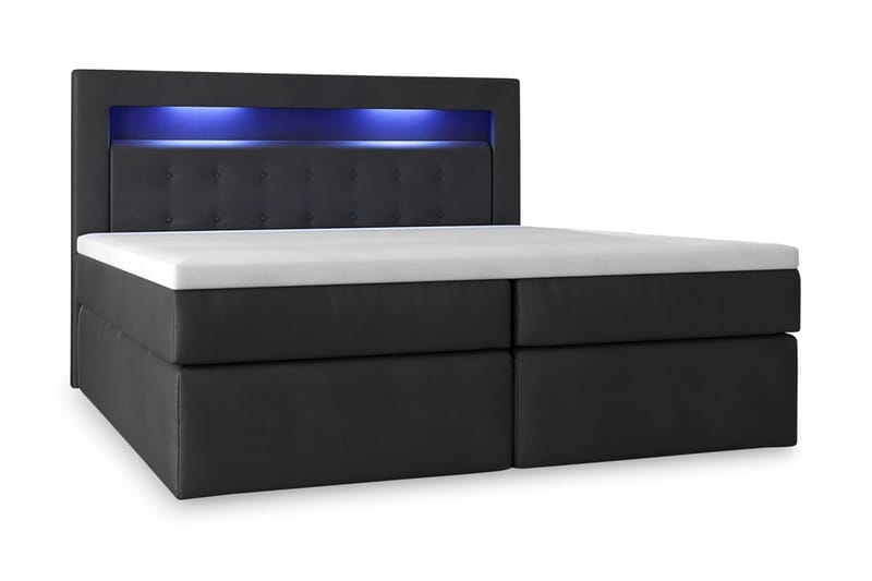 Modena Sengepakke 140x200 med Oppbevaring LED-belysning, Svart