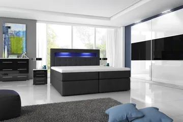 Modena Sengepakke 140x200 med Oppbevaring LED-belysning - Svart - Møbler - Senger - Senger med oppbevaring