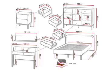 Monfort Møbelsett For Soverom - Beige - Møbler - Senger - Møbelsett til soverom