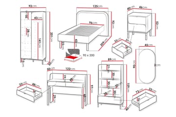 Monfort Møbelsett For Soverom - Beige - Møbler - Senger - Møbelsett til soverom