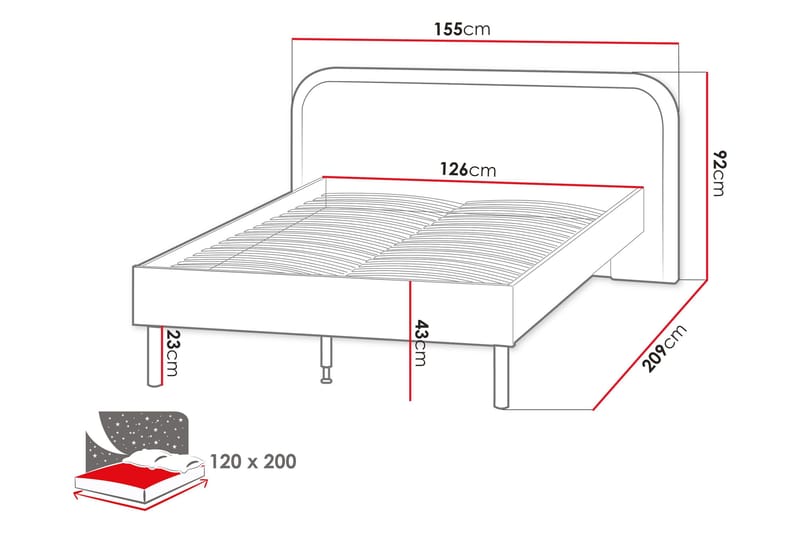 Monfort Sengeramme 120x200 cm - Møbler - Senger - Sengeramme & sengestamme