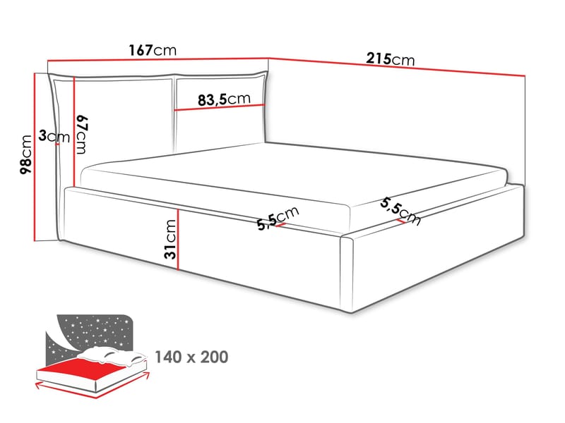 Morricon Sengeramme 140x200 cm - Svart - Møbler - Senger - Sengeramme & sengestamme