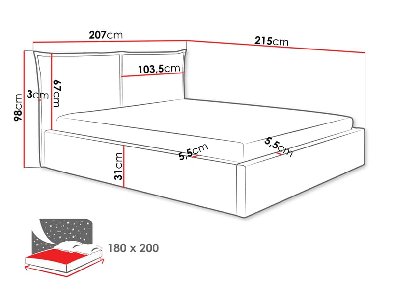 Morricon Sengeramme 180x200 cm - Svart - Møbler - Senger - Sengeramme & sengestamme