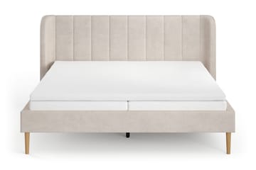 Nattljus sengeramme 180x200 cm eik med HVILA skummadrass og overmadrass i polyesterskum med vaskbart trekk - Beige - Møbler - Senger - Sengeramme & sengestamme