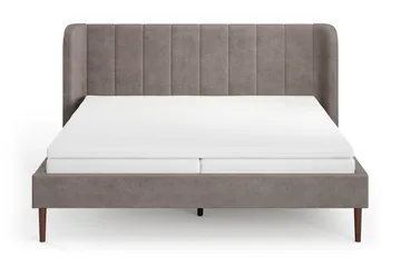 Nattljus sengeramme 180x200 cm valnøtt med HVILA fjærmadrass og overmadrass i latex med vaskbart trekk - Brun - Møbler - Senger - Sengeramme & sengestamme