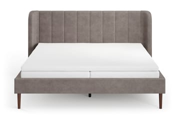 Nattljus sengeramme 180x200 cm valnøtt med HVILA skummadrass og overmadrass i polyesterskum med vaskbart trekk - Brun - Møbler - Senger - Sengeramme & sengestamme