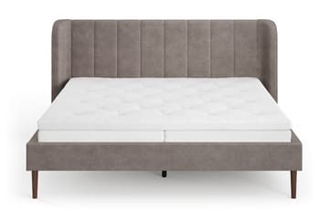 Nattljus sengeramme 180x200 cm valnøtt med HVILA pocketfjærmadrass og Classic overmadrass med vaskbart trekk - Brun - Møbler - Senger - Sengeramme & sengestamme