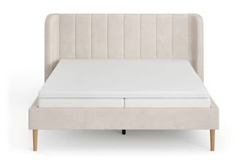 Nattlys sengeramme 160x200 cm eik med HVILA skummadrass og overmadrass i memoryskum med vaskbart trekk - Beige - Møbler - Senger - Sengeramme & sengestamme